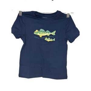 Old Navy Boys 5T Blue Dad's Fishing Buddy Graphic Tee T-Shirt Short Sleeve